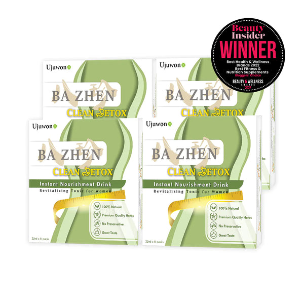 【Bundle of 4】Ujuwon Ba Zhen Clean Detox Instant Nourishment Drink 8s x 4 + Free Dewytree Urban Shade Cover & Fit Sun Cushion SPF50+ PA++++ 14g