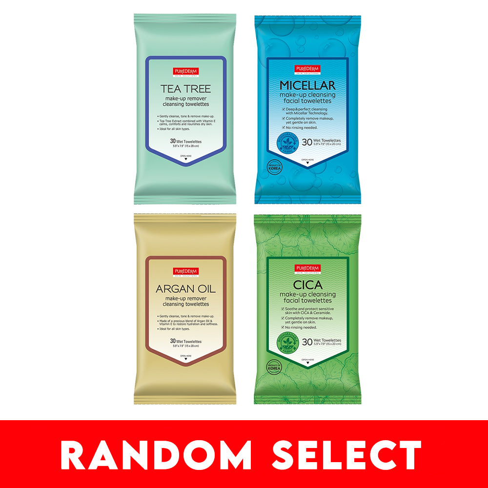 【Free Gift】Purederm Make-up Remover Cleansing Towelettes 30s x 2 (Random Select)
