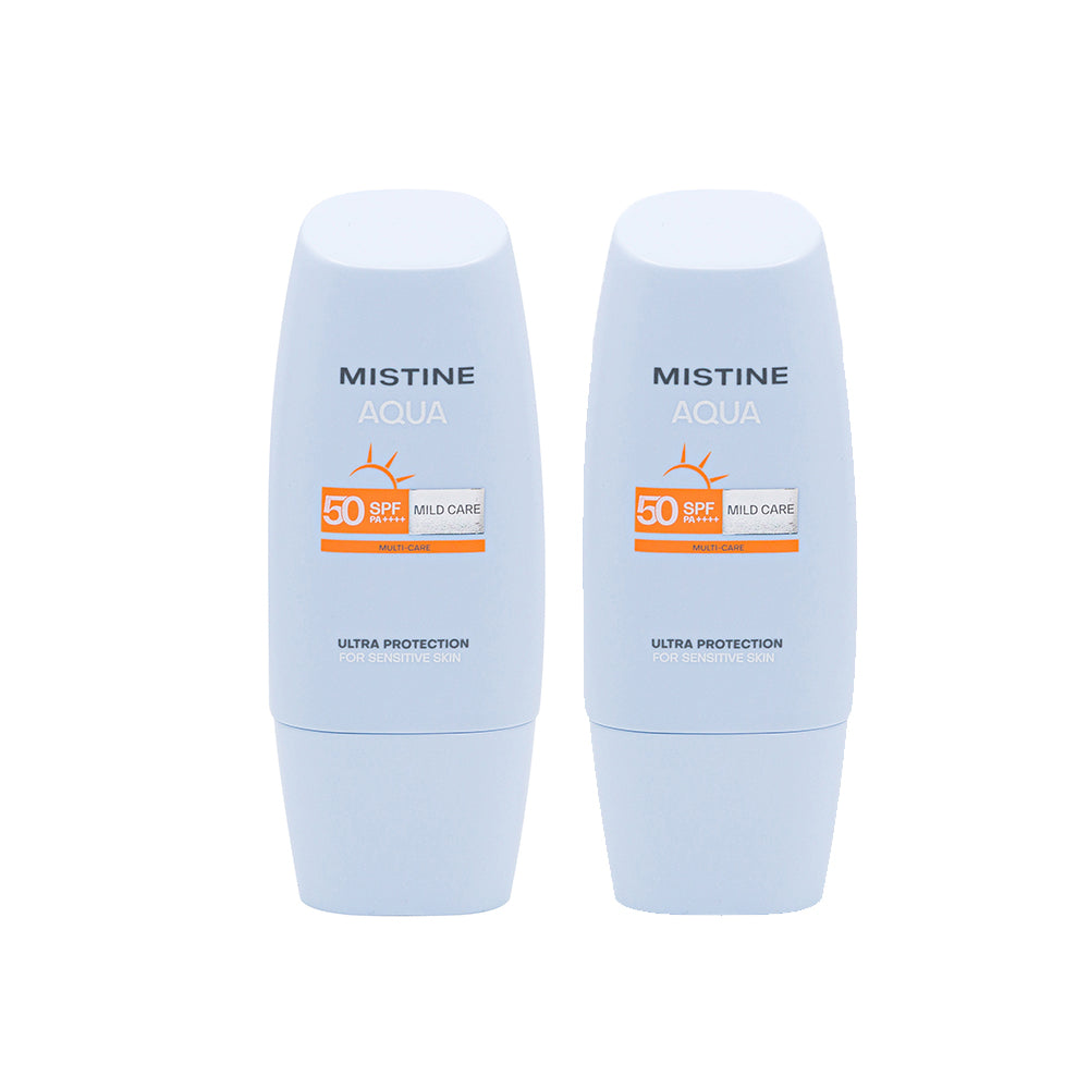 【Free Gift】Mistine Aqua Base Ultra Protection Mild Care Facial Sunscreen Cream SPF50 PA++++ 40ml  x 2 (EXP-20260502)