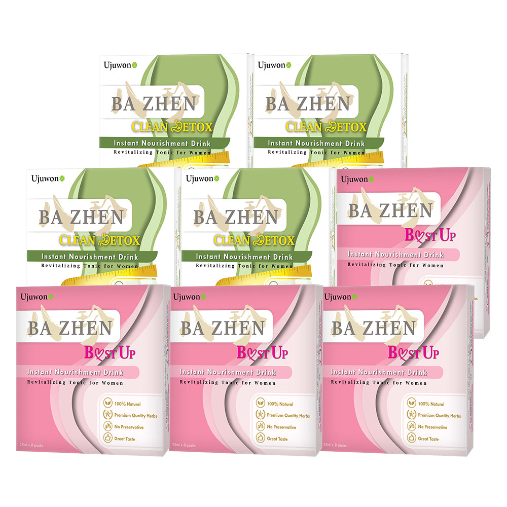 【Bundle of 8】Ujuwon Ba Zhen B.ust Up Instant Nourishment Drink 8s x4 + Clean Detox Instant Nourishment Drink 8s x4