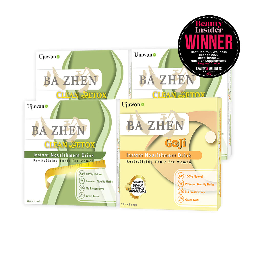 【Bundle of 4】Ujuwon Ba Zhen Goji Instant Nourishment Drink 8s x 1 + Ujuwon Ba Zhen Clean Detox Instant Nourishment Drink 8s x 3